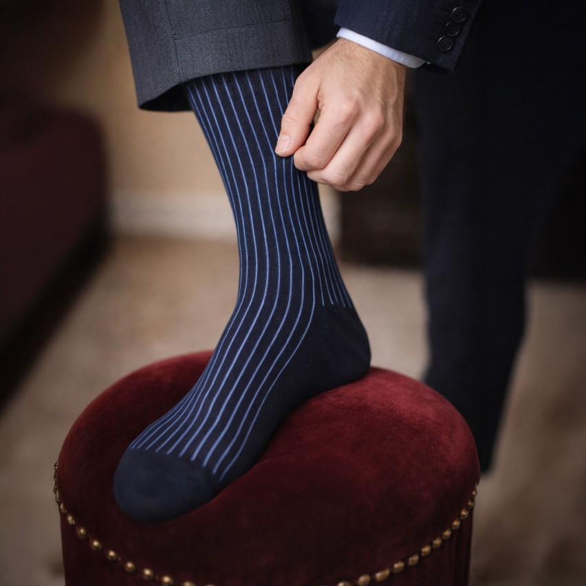 Calza uomo lunga gessata caldo cotone Meritex 1220 - 6 paia