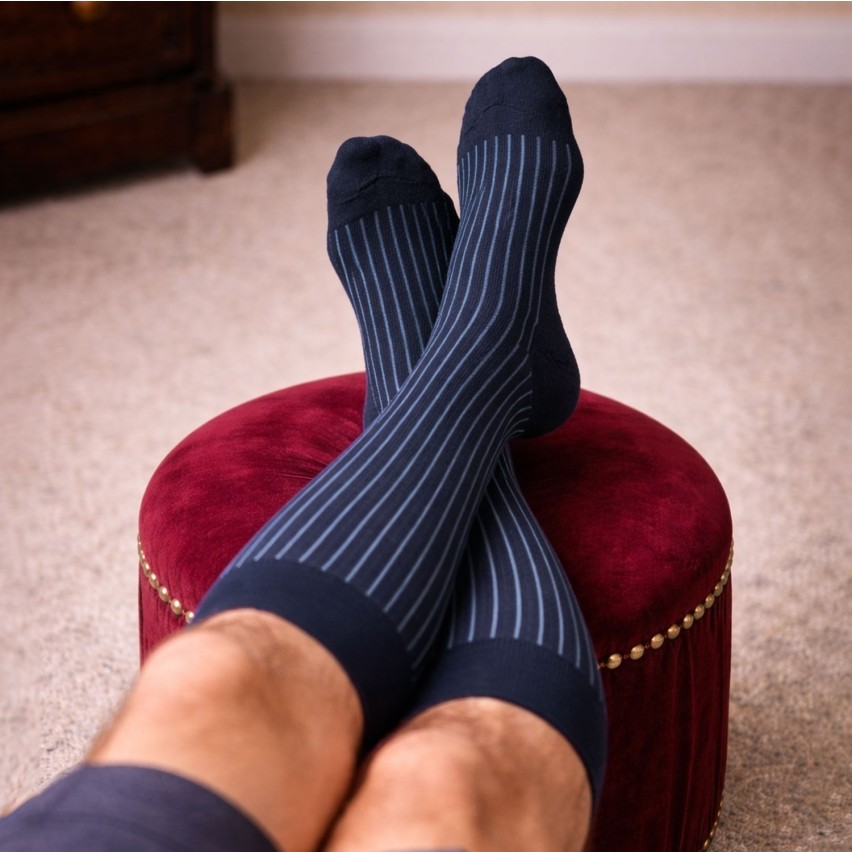 Calza uomo lunga gessata caldo cotone Meritex 1220 - 6 paia