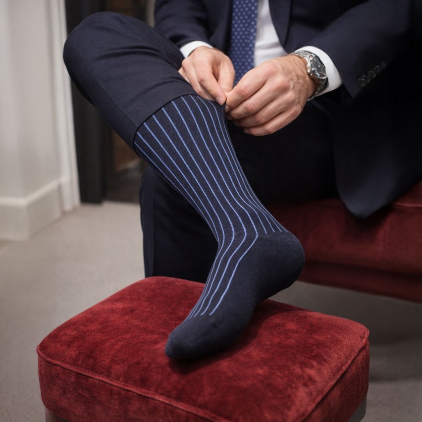 Calza uomo lunga gessata caldo cotone Meritex 1220 - 6 paia