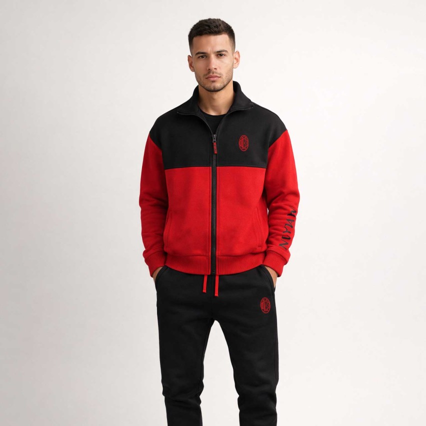 Pigiama tuta uomo ufficiale Milan in cotone felpato rossonero PIGM 1085