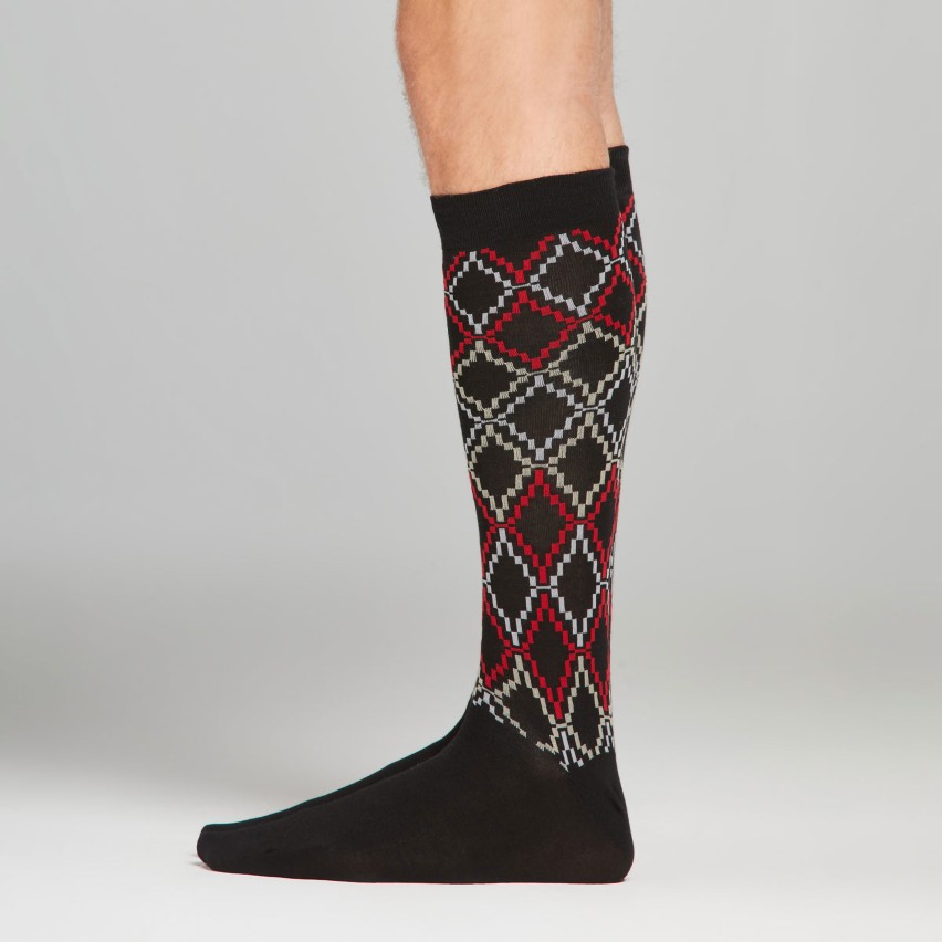 Calze lunghe fantasia geometrica Uomo Set da 6 paia Pompea Romeo S55