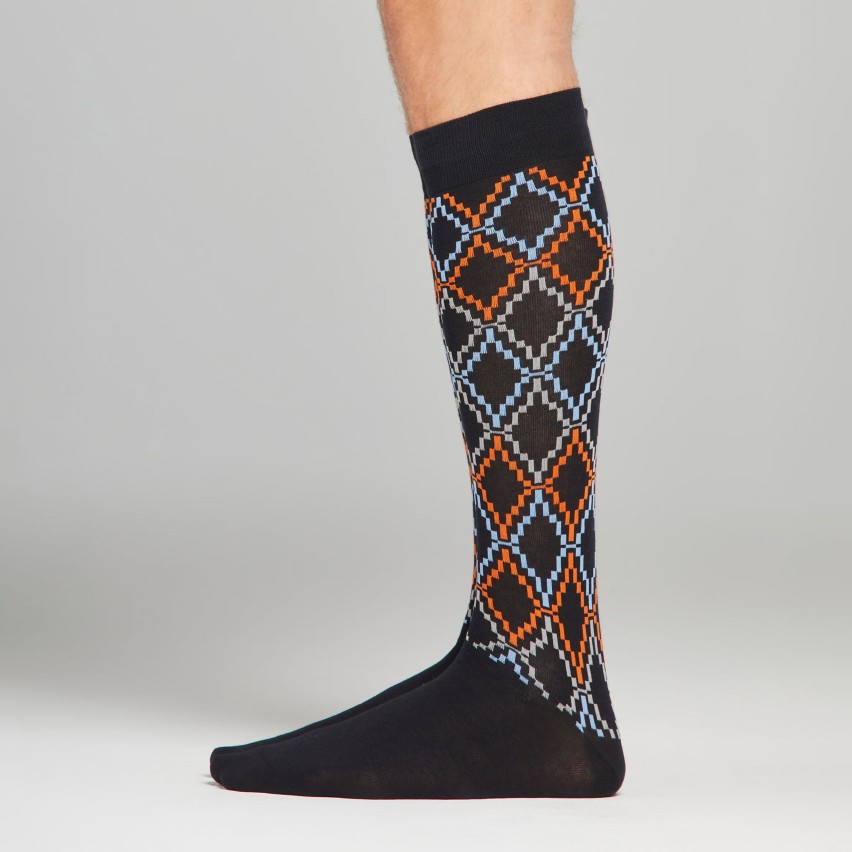 Calze lunghe fantasia geometrica Uomo Set da 6 paia Pompea Romeo S55