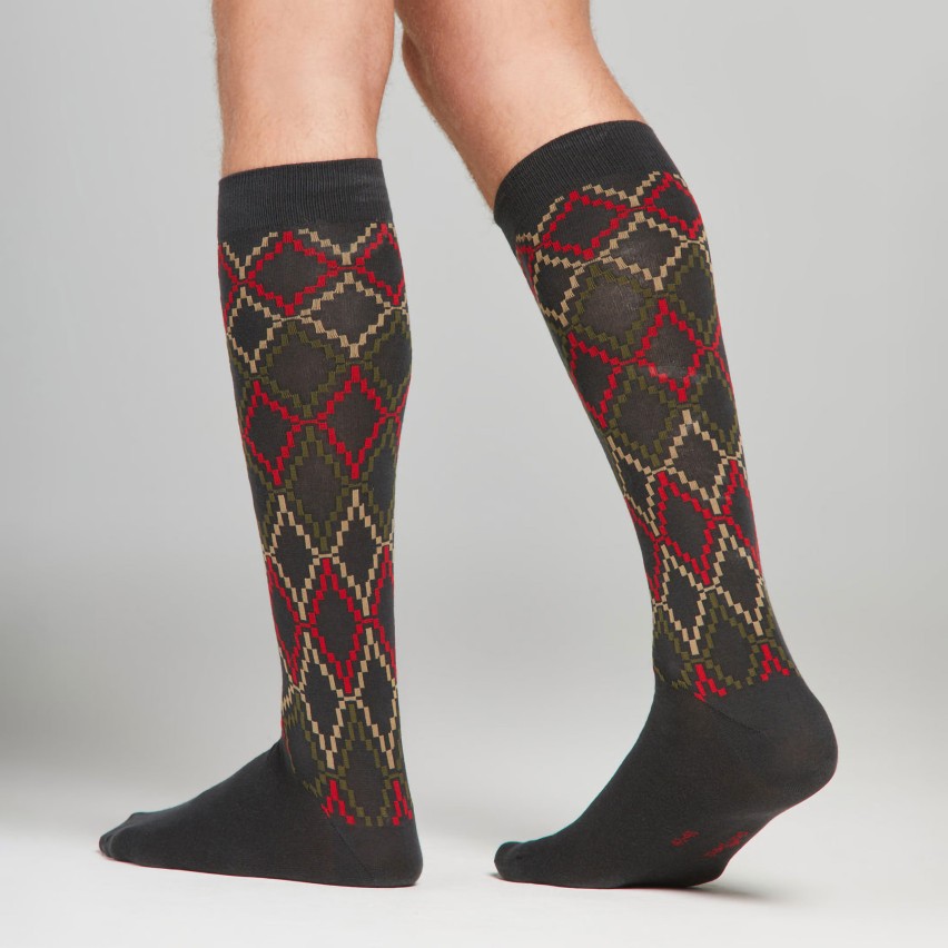 Calze lunghe fantasia geometrica Uomo Set da 6 paia Pompea Romeo S55