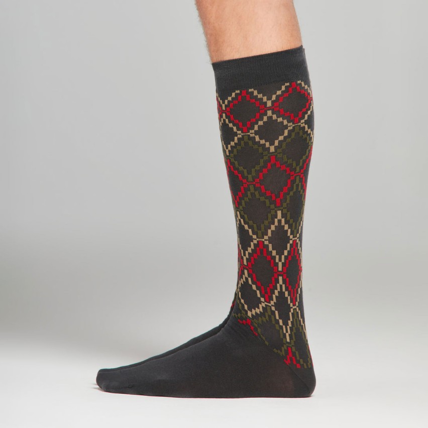 Calze lunghe fantasia geometrica Uomo Set da 6 paia Pompea Romeo S55