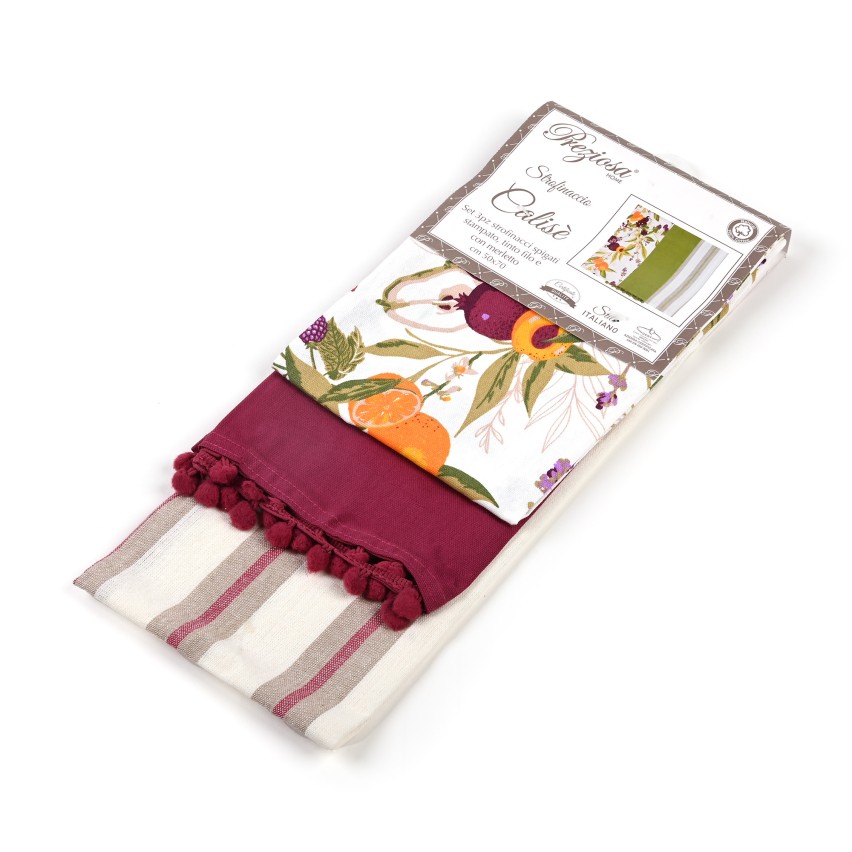 Strofinacci Preziosa Calise.S09 100% Cotone set 3pz