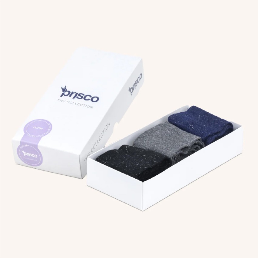 Calza donna in viscosa con scaglie argento Prisco star 3 paia