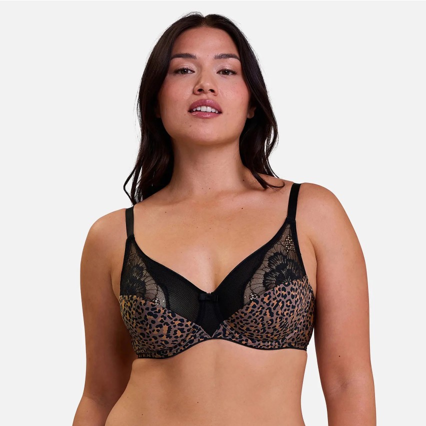 Reggiseno con ferretto leopardato e tulle micro rete Sans Complexe 70AAM78
