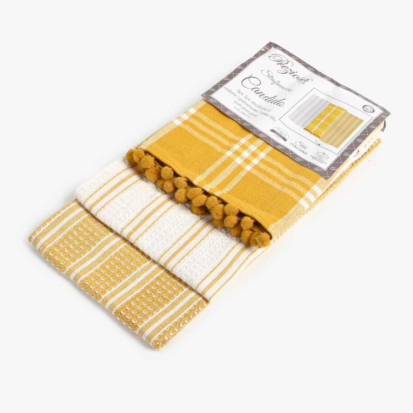 Set da 3 strofinacci Preziosa Candido 2 100% cotone naturale