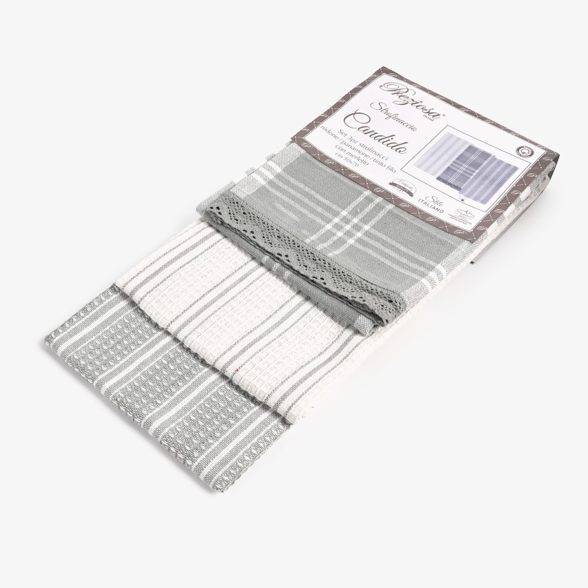 Set da 3 strofinacci Preziosa Candido 2 100% cotone naturale
