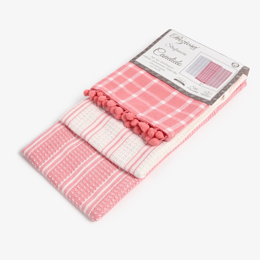 Set da 3 strofinacci Preziosa Candido 2 100% cotone naturale