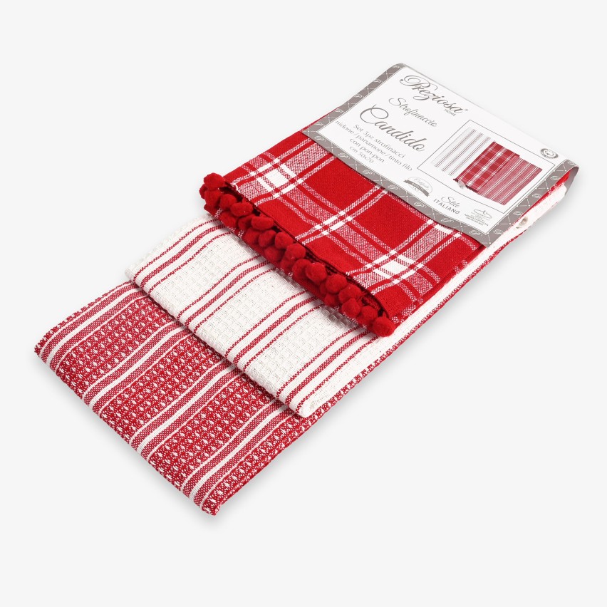 Set da 3 strofinacci Preziosa Candido 2 100% cotone naturale