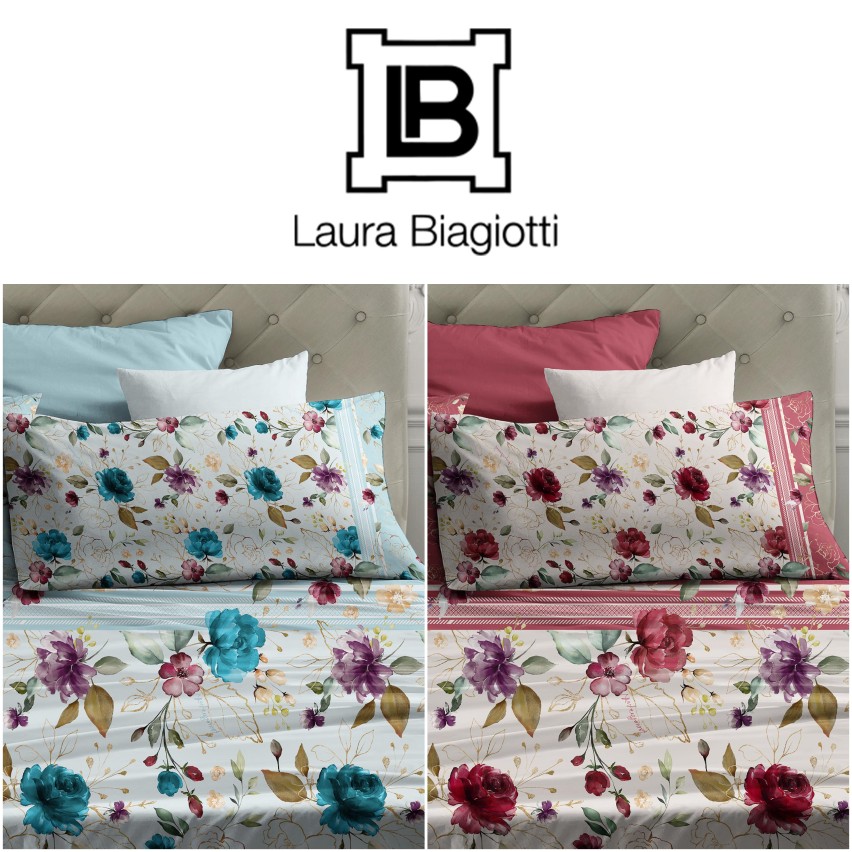 Completo letto lenzuola Laura Biagiotti 100% cotone percalle Virginia