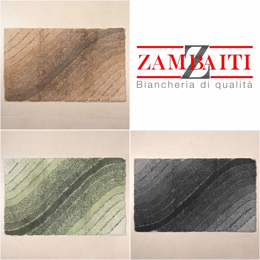 Tappeto arredo bagno disegno ondulato antiscivolo Kaleido Zambaiti 