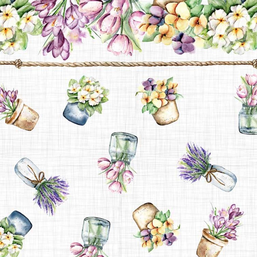 Tovaglia antimacchia con mazzi di fiori Zambaiti