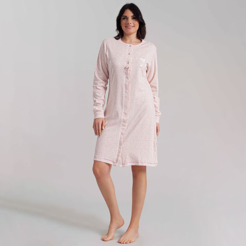 Camicia Da Notte Donna In Cotone Con Bottoni - Maniche Lunghe Comode E Morbide - Foto 7