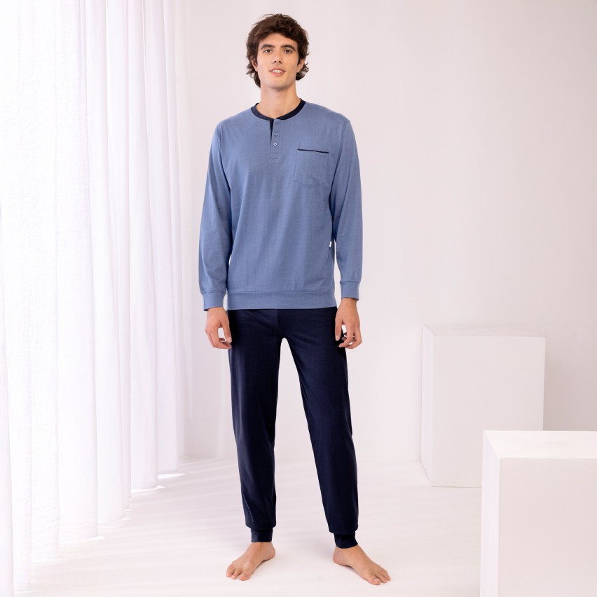 Pigiama Uomo in cotone scollo a serafino Irge IRL2231