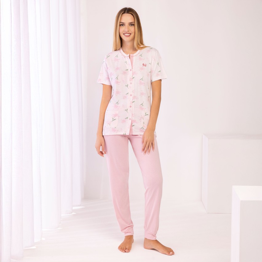 Pigiama donna con fiori 100% cotone Irge IRL2262