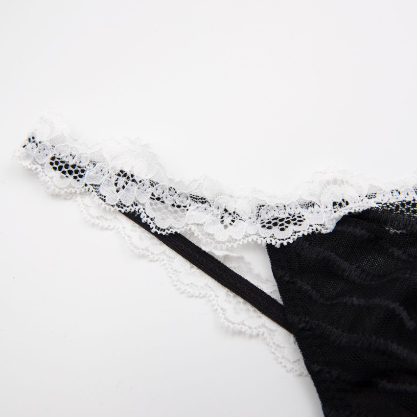 Body Donna Jadea 4191 tulle rigato e pizzo nero | Intimorosa