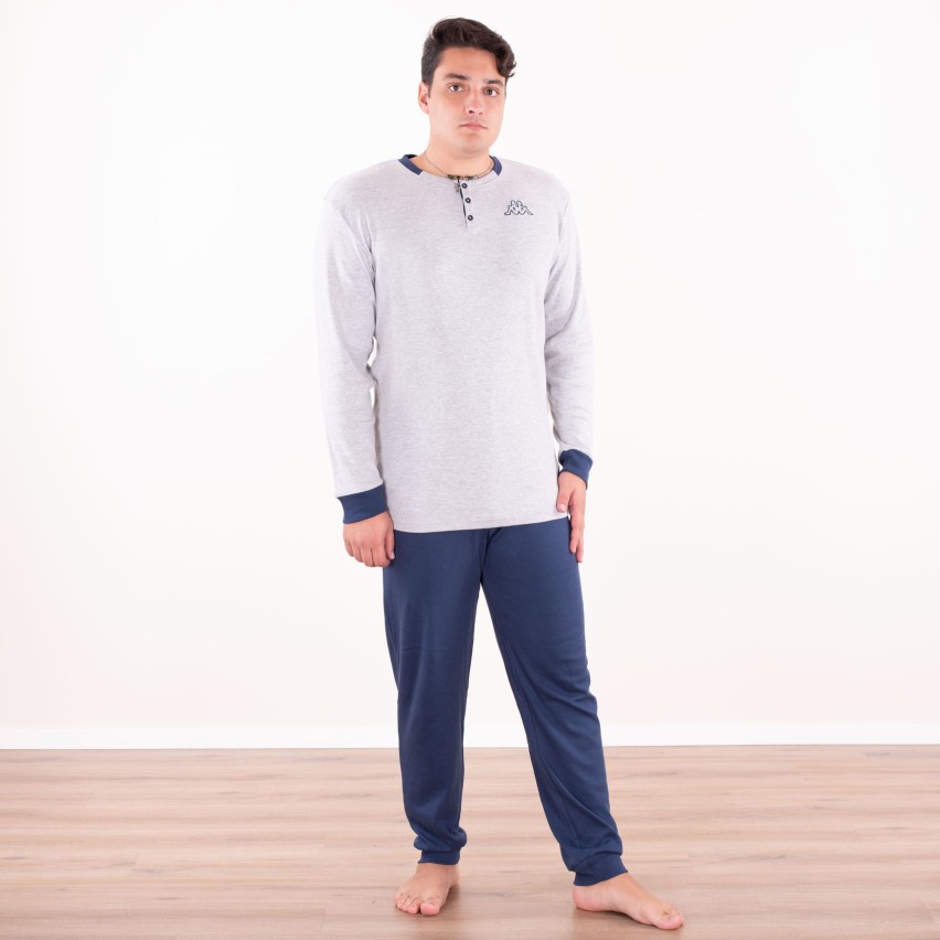 Pigiama In Pile Coral Per Uomo Taglie Forti – Maniche Lunghe Con Polsini, Collo Alto, Due Tasche, Colore Blu (Basile)