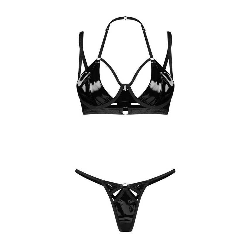 Coordinato effetto latex reggiseno + perizoma Obsessive keira lise
