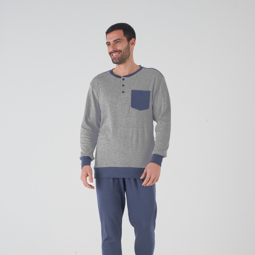 Pigiama Intero Per Anziani In Cotone 100% - Apertura Posteriore Con Zip, Comodo, Prodotto In Italia, Blu Scuro - Foto 2