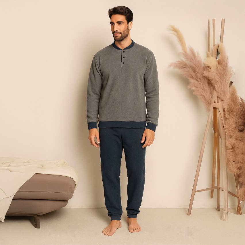 Pigiama uomo in pile coral Biancaluna Kissimo 25U03006