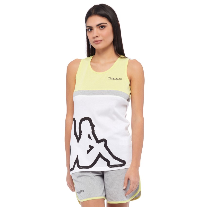 Camiseta Básica De Manga Corta Para Mujer Kappa - Color Blanco, Algodón, Corte Clásico