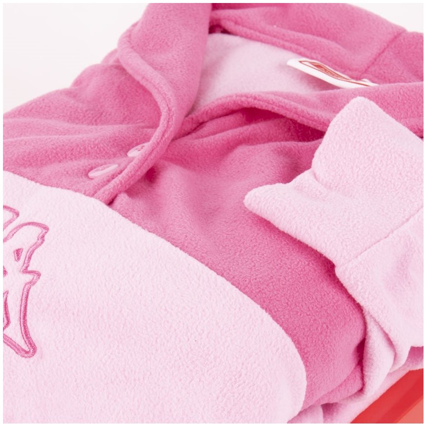 Pigiama Camille In Morbidissimo Pile Bianco Con Cuori Rosa - Due Pezzi, Collo A Imbuto Con Cerniera - 4