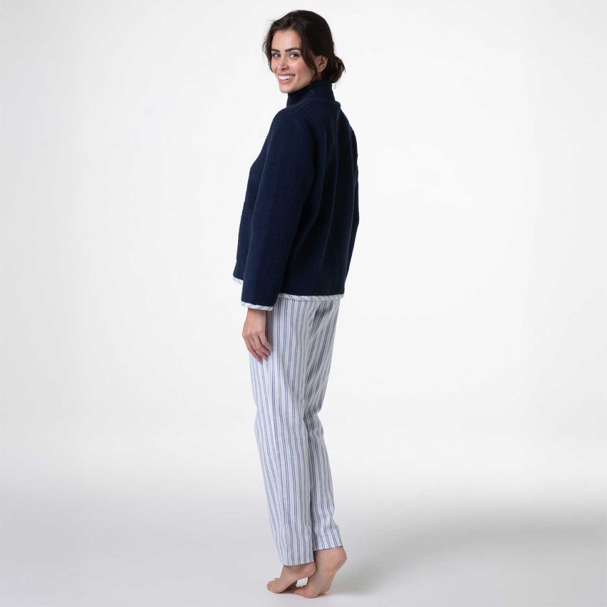 Pigiama donna invernale collo alto gessato Lovable L0DNK