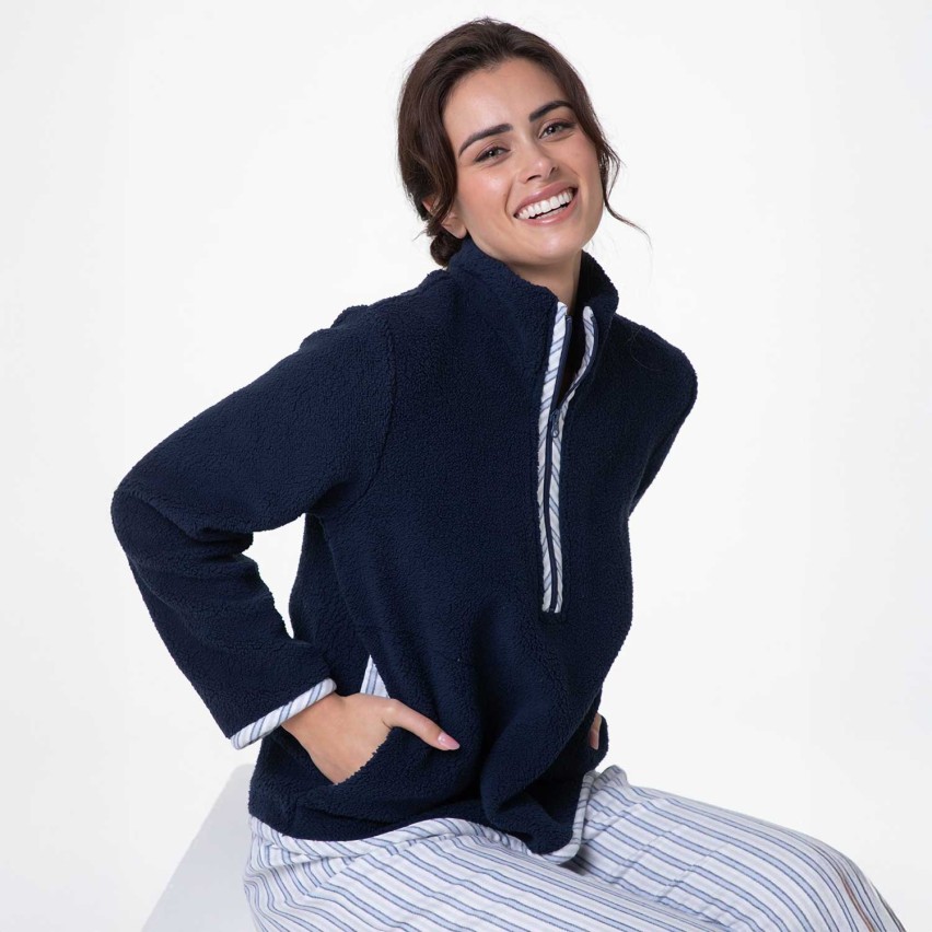 Pigiama donna invernale collo alto gessato Lovable L0DNK