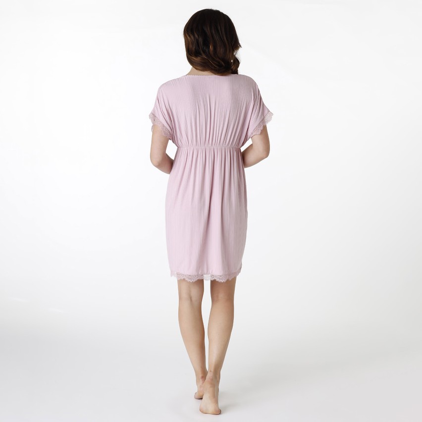 Camicia da Notte in Viscosa a Costine scollo a v con pizzo Lovable L0DWI