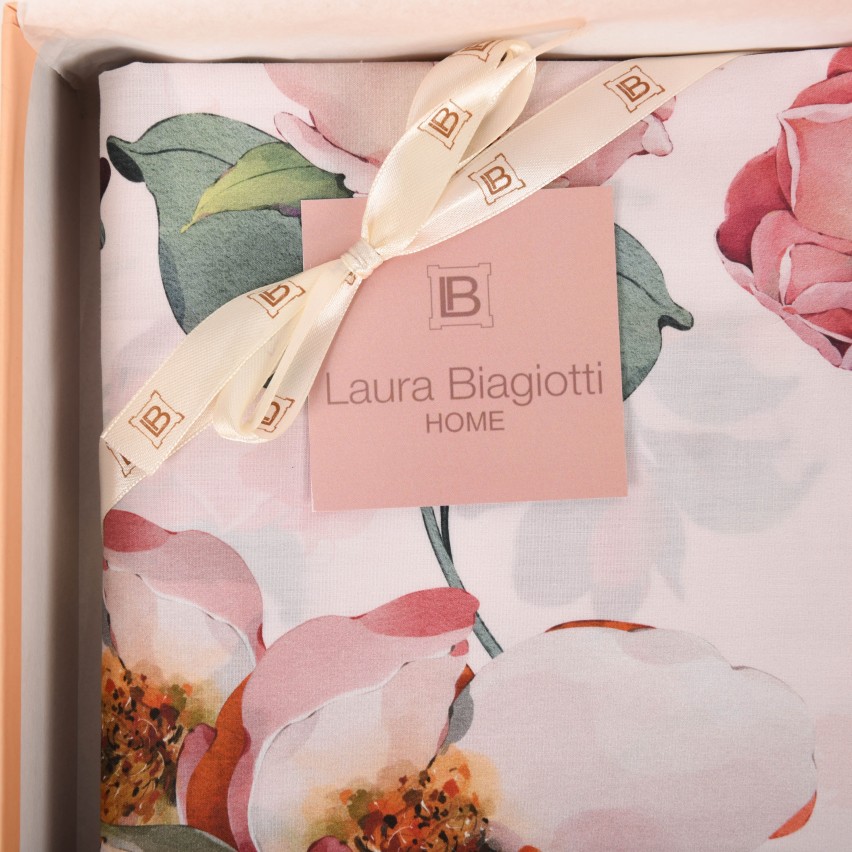 Completo letto Laura Biagiotti 100 % Percalle di Cotone Matrimoniale Floreale