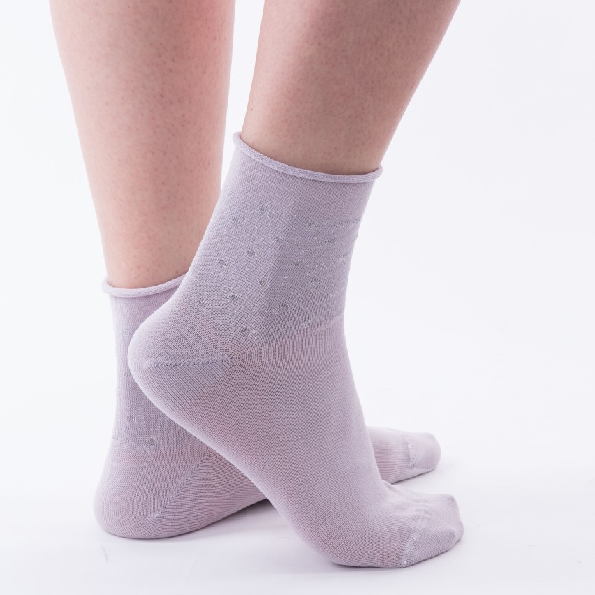 Calze donna corte moda Leon d'oro laminate rosa antico 