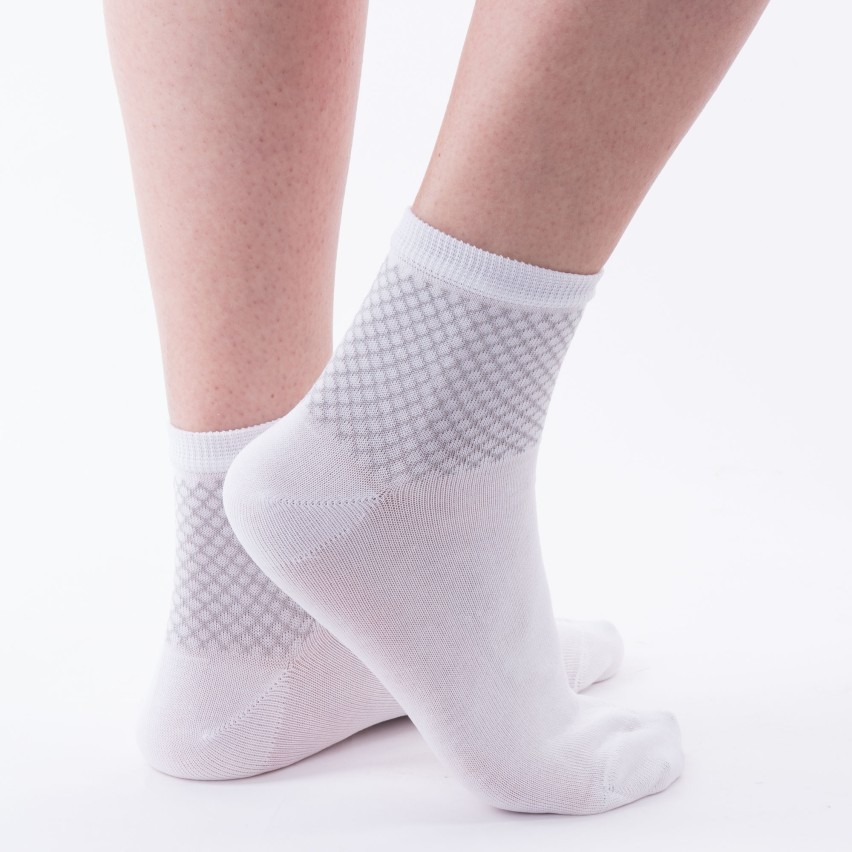 Calze moda corte donna Leon d'oro in cotone fantasia scacchi 