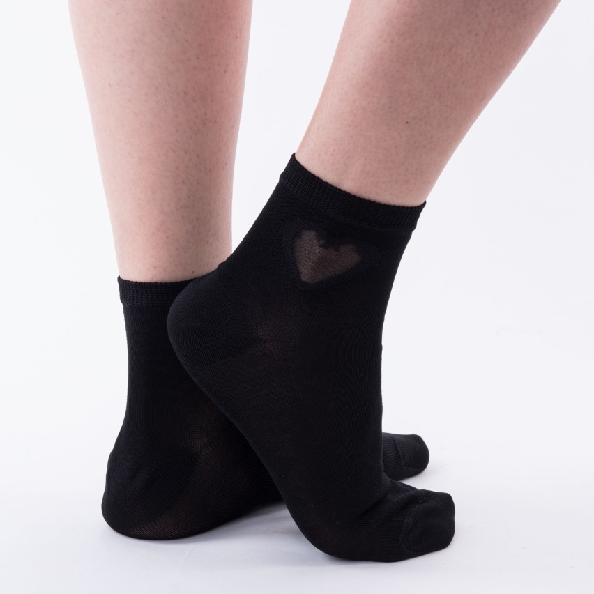 Calze moda corte da donna Leon d'oro in cotone con cuore 