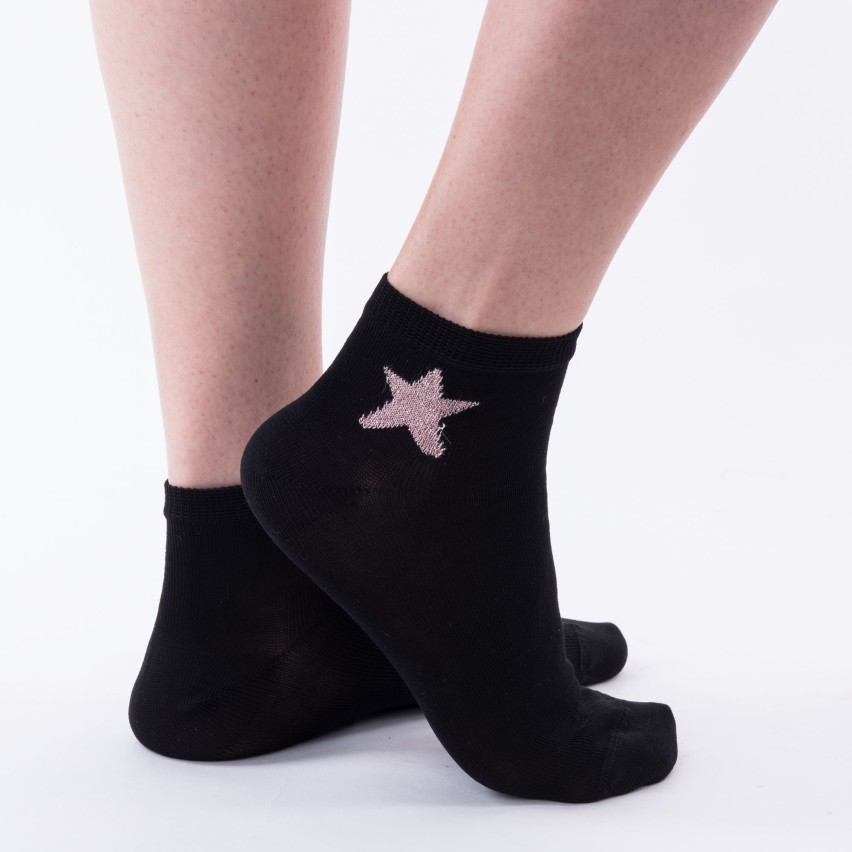 Calze moda corte donna Leon d'oro in cotone stella rosa 