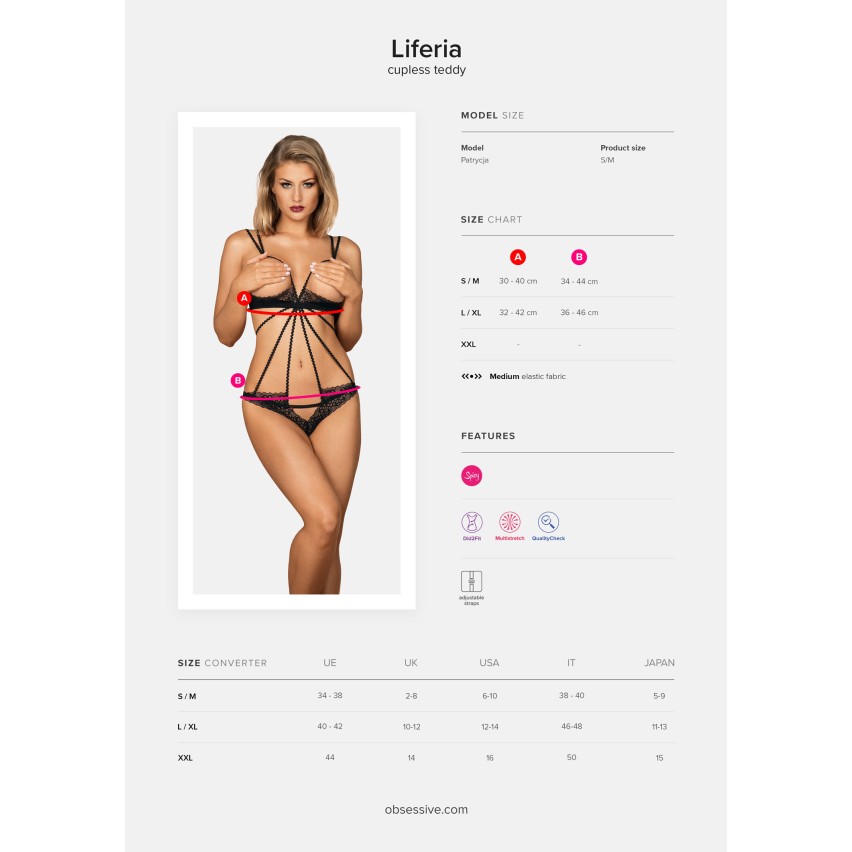 Sexy body perizoma con cinghie Obsessive Liferia Cupless Teddy
