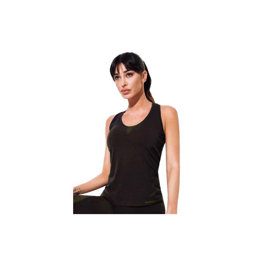 Canotta donna sportiva Jadea fitness 212685 traspirante nero / lime