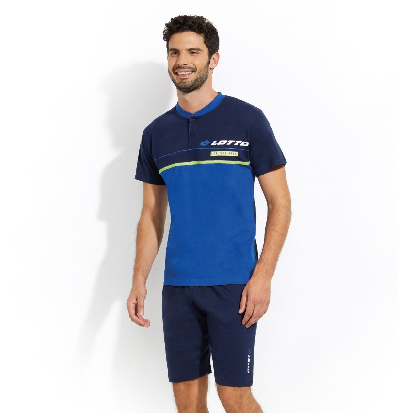 Kappa Pigiama Uomo Cotone Corto | Manica Corta Per L'estate | Leggero E Traspirante | Complete Sportivo Iconico Per Relax E Notte