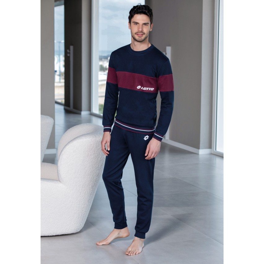 Normann Pigiama Lungo Uomo A Righe Con Polsini - Blu, Taglia 58, Cotone, Fatto In Germania, Standard Oeko-Tex - 3