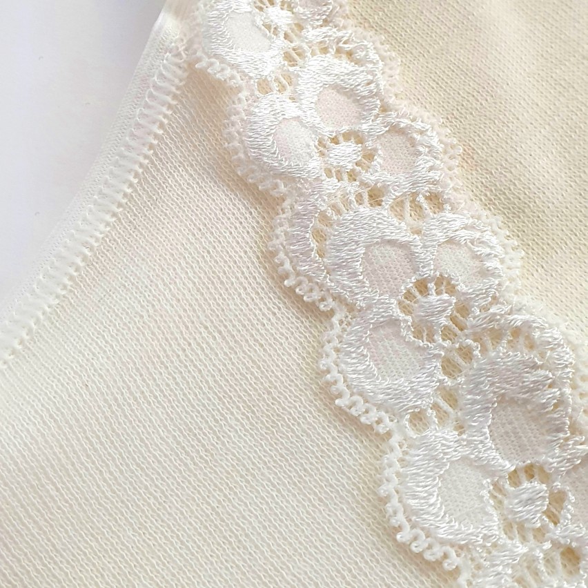 Maglia Intima Donna Mezza Manica Con Pizzo Cotone 100% Felpato Anallergico Magal 43128 - Foto 4