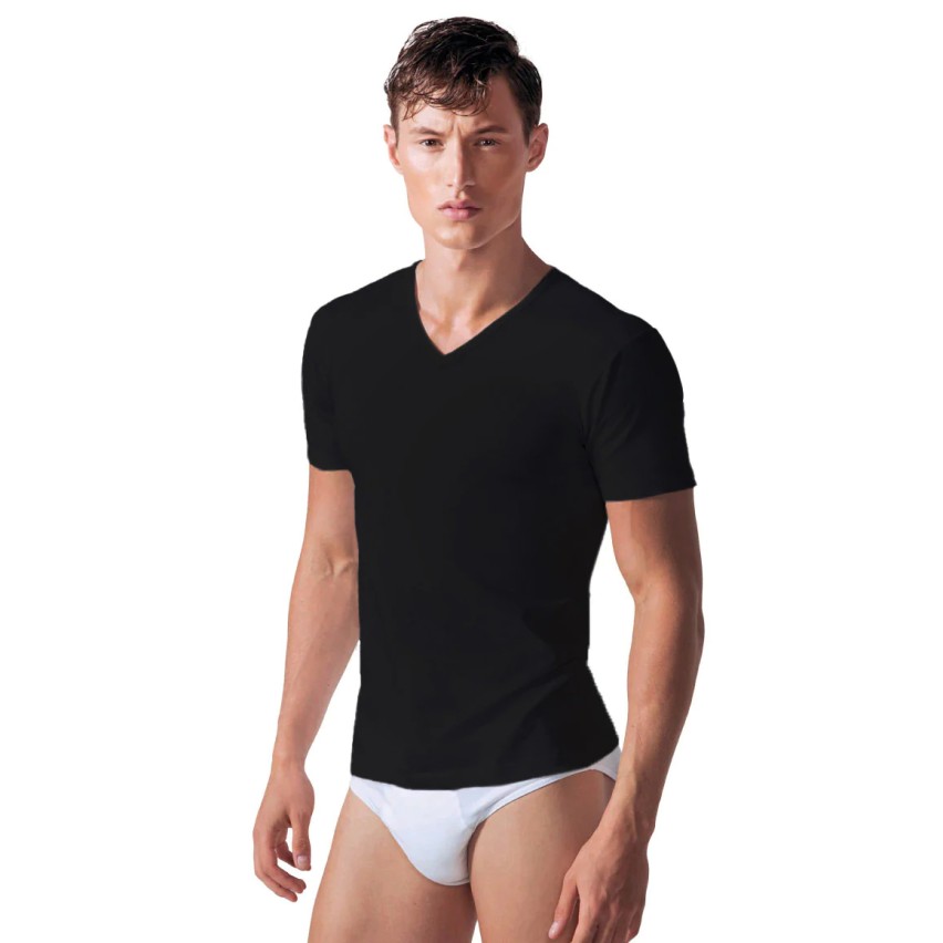 Maglia mezza manica Rossoporpora MU002 scollo a V cotone 3 pz