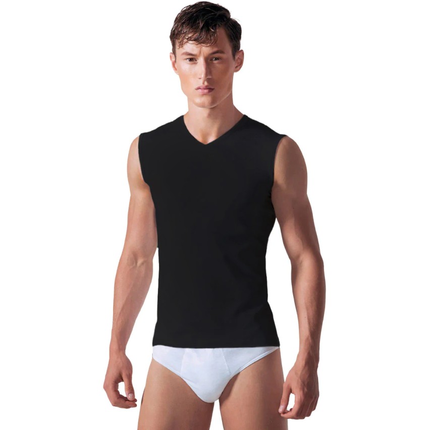 Maglia Rossoporpora CU005 smanicato a V in cotone 3 pz