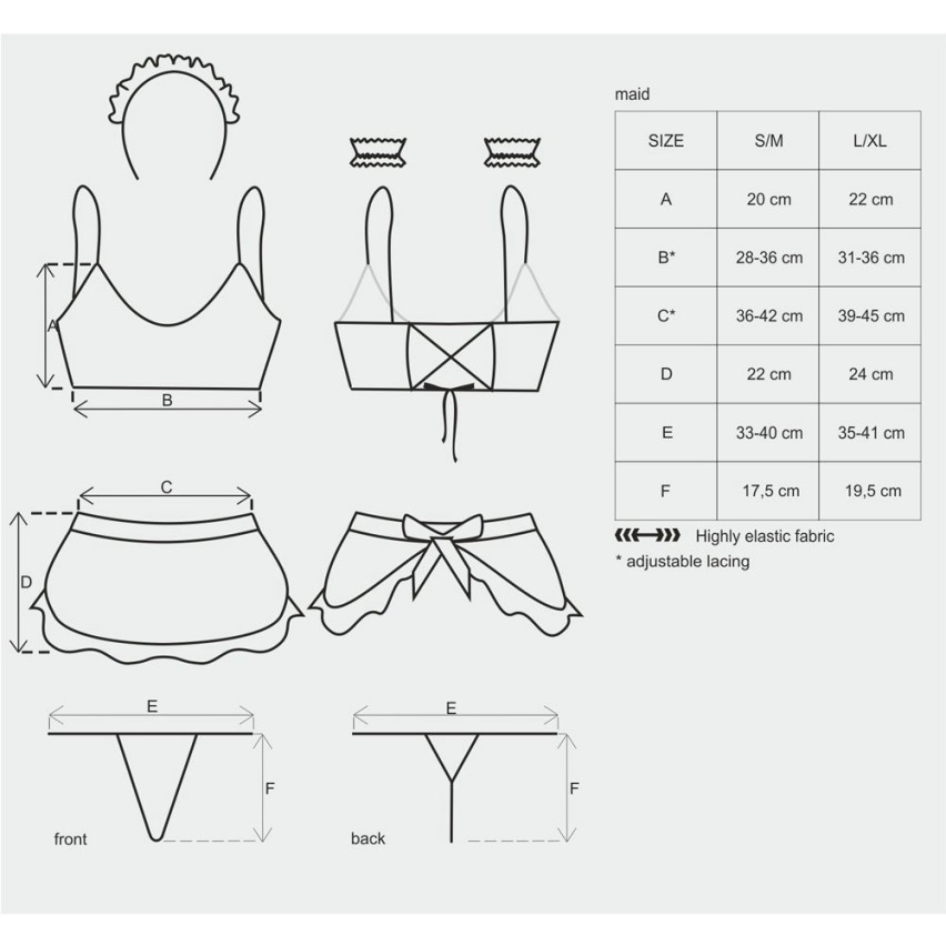 Completino sexy cameriera Obsessive maid in microfibra