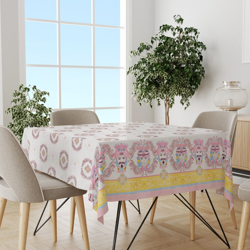 Tovaglia tavola puro cotone Preziosa Mediterranea B3 rosa