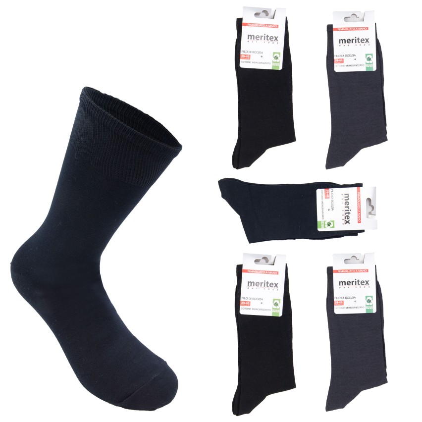 6 Paires De Chaussettes Courtes Homme 100% Coton Filo Di Scozia - Italie, Tailles 39-47