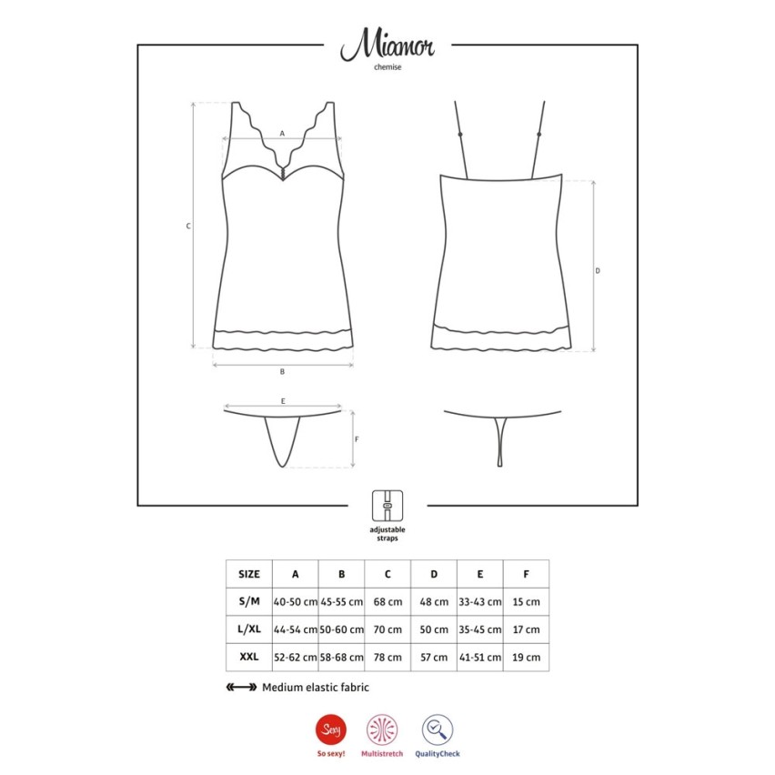 Sexy sottoveste + perizoma Obsessive miamor chemise e thong