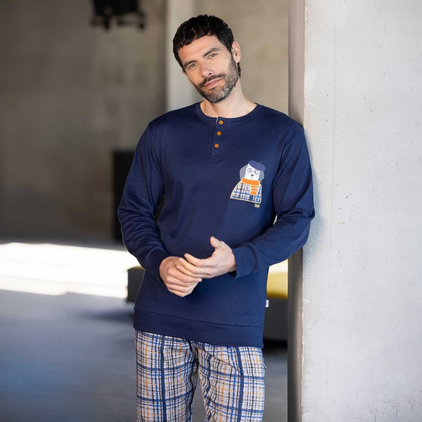 Pigiama uomo caldo cotone tartan Irge MII2469