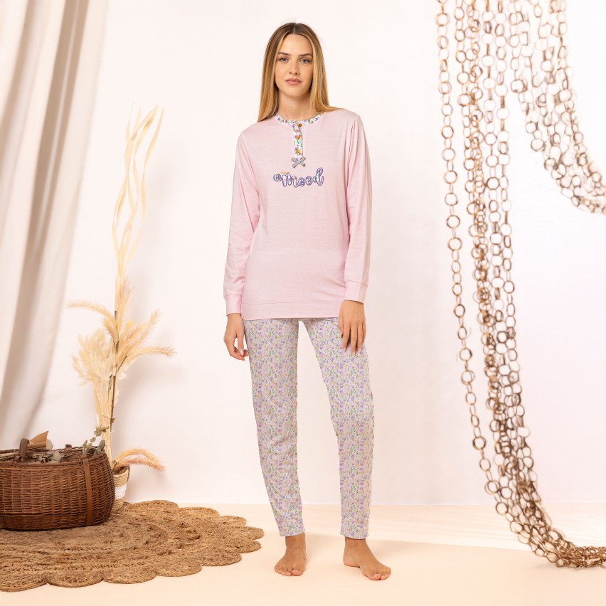 Pigiama Donna Primaverile in 100% Cotone scollo a serafino Irge MIL2326