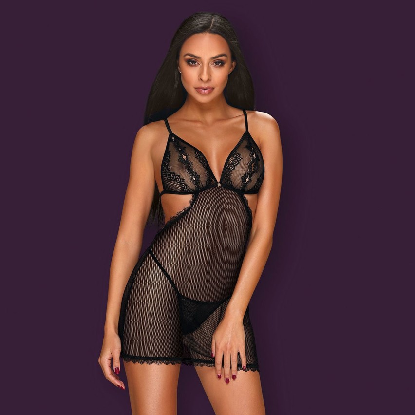Sexy sottoveste + perizoma Obsessive Millagro chemise e thong 2 pz.
